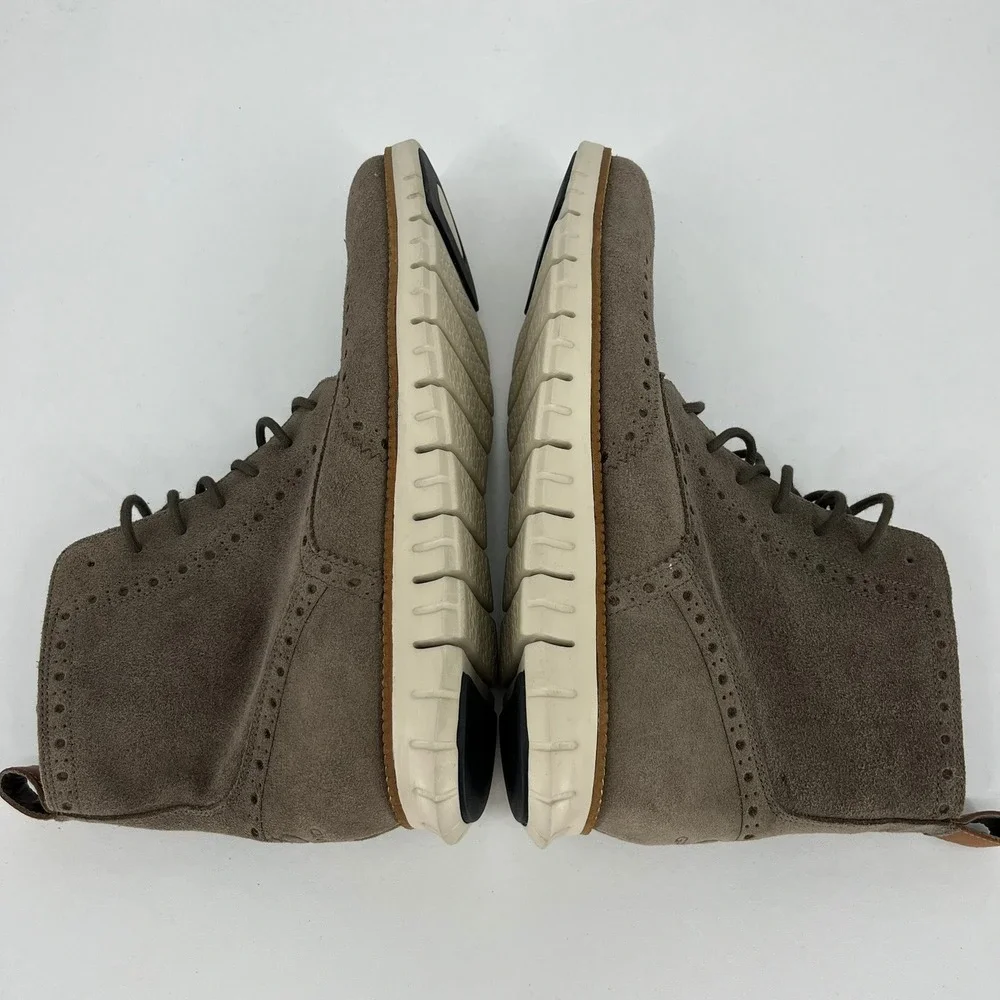 Cole Haan Zerogrand Mens 12M Taupe Suede Water Resistant Wingtip Boots C23301